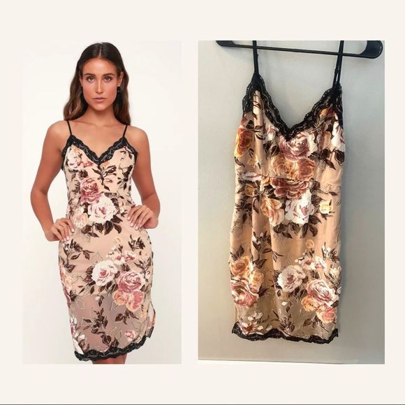 NWT Floral velvet bodycon from Lulus - Picture 2 of 5